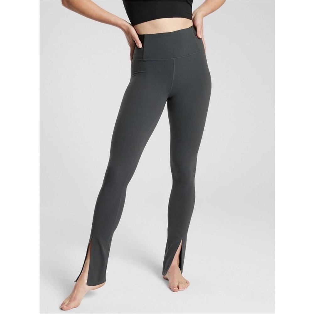 Athleta Aura Split Pant Stretch Powervita Dark Olive Grey Size Small
